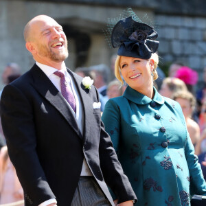 MIke Tindall et sa femme Zara Phillips Tindall (enceinte) - Les invités arrivent à la chapelle St. George pour le mariage du prince Harry et de Meghan Markle au château de Windsor.