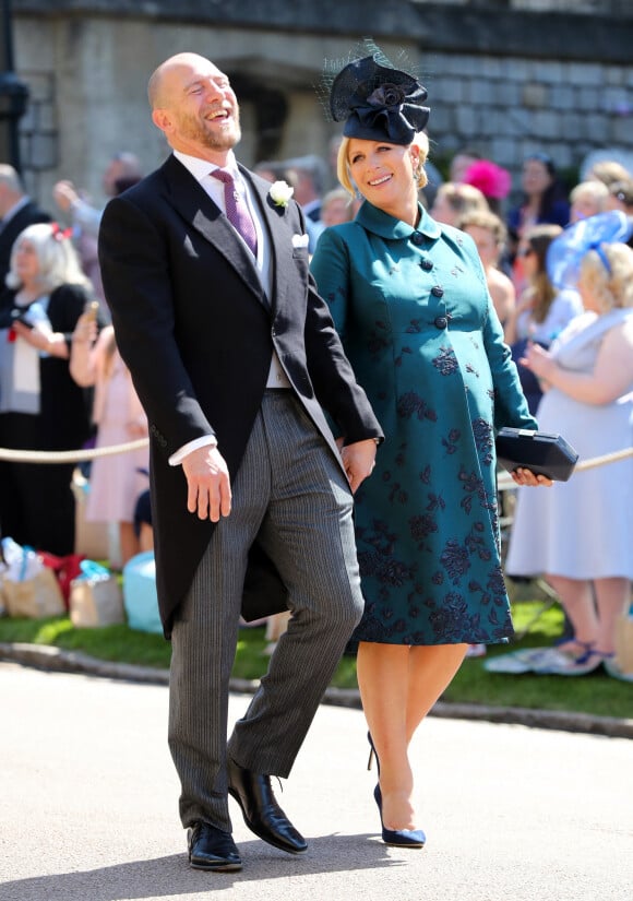 MIke Tindall et sa femme Zara Phillips Tindall (enceinte) - Les invités arrivent à la chapelle St. George pour le mariage du prince Harry et de Meghan Markle au château de Windsor.
