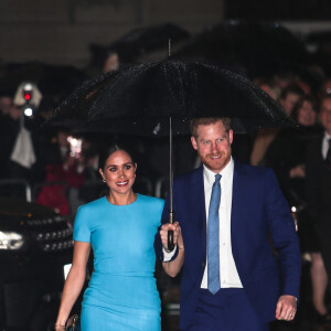 Le prince Harry, duc de Sussex, et Meghan Markle, duchesse de Sussex arrivent à la cérémonie des Endeavour Fund Awards au Mansion House à Londres, Royaume Uni, le 5 mars 2020. 