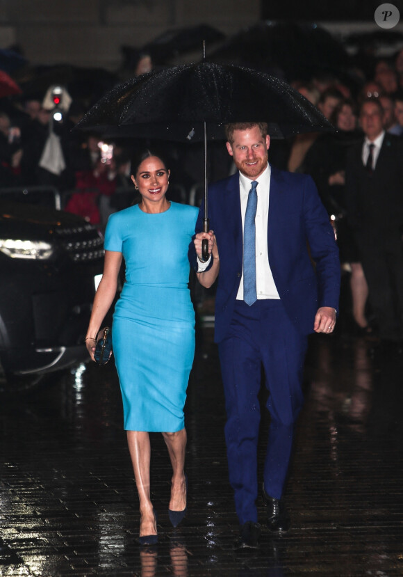 Le prince Harry, duc de Sussex, et Meghan Markle, duchesse de Sussex arrivent à la cérémonie des Endeavour Fund Awards au Mansion House à Londres, Royaume Uni, le 5 mars 2020. 