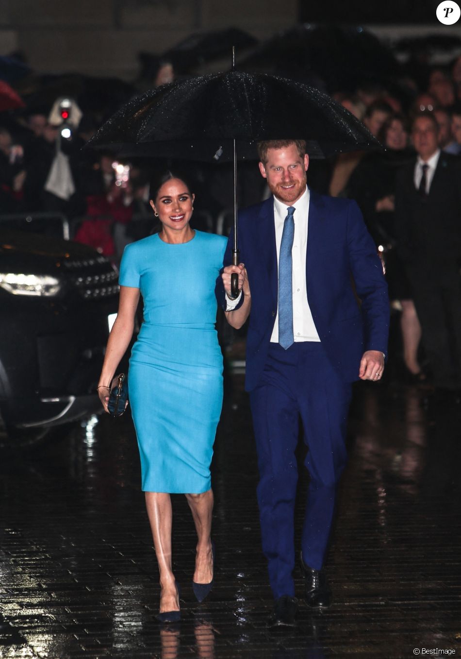 Le prince Harry, duc de Sussex, et Meghan Markle, duchesse de Sussex arrivent à la cérémonie des Endeavour Fund Awards au Mansion House à Londres, Royaume Uni, le 5 mars 2020.