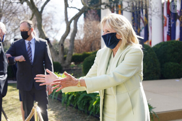 Jill Biden, épouse du président des États-Unis Joe Biden, au Rose Garden de la Maison Blanche à Washington le 11 mars 2021