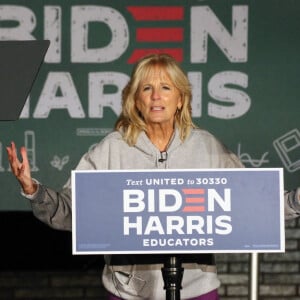 Le Dr Jill Biden, la femme de Joe Bidden, candidat à l'election présidentielle, a organisé un rassemblement de mobilisation des éducateurs dans le comté de Montgomery. Le 30 octobre 2020. 