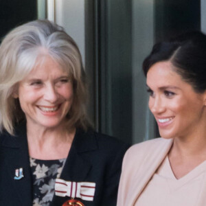 Meghan Markle, duchesse de Sussex (enceinte de son fils Archie), visite le National Theatre, dont elle est la nouvelle marraine. Londres, le 30 janvier 2019.