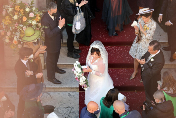 Exclusif - Lady Gaga tourne la scène du mariage de Patrizia Reggiani, son personnage dans le film "House of Gucci". Rome, le 8 avril 2021.