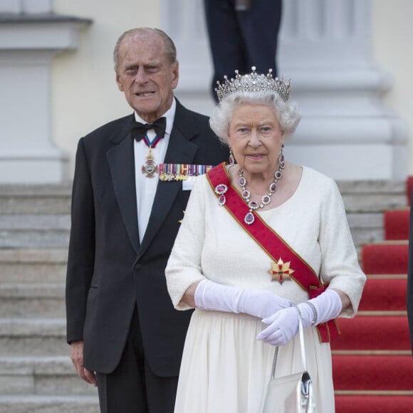 Le prince Philip, duc d'Edimbourg, la reine Elisabeth II d'Angleterre - Arrivées au dîner d'état au château Bellevue à Berlin. Le 24 juin 2015 