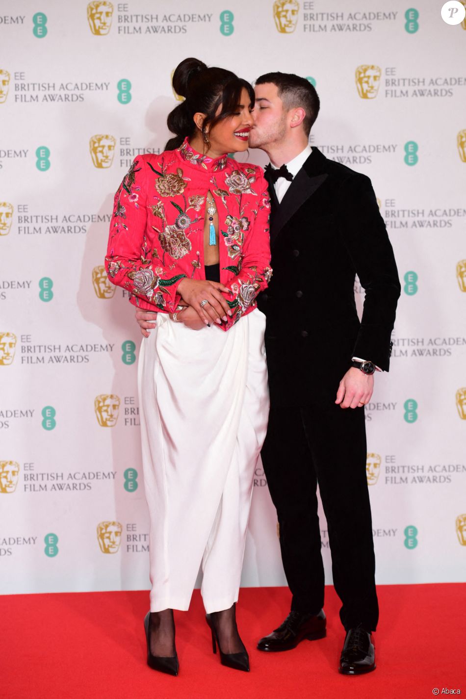 Priyanka Chopra et son mari Nick Jonas - 74e cérémonie des BAFTA Film Awards au Royal Albert Hall de Londres. Le 11 avril 2021. @ Ian West/PA Wire