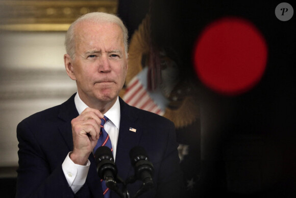 Joe Biden (président des Etats-Unis) en conférence à la Maison Blanche. Washington DC, le 2 avril 2021.