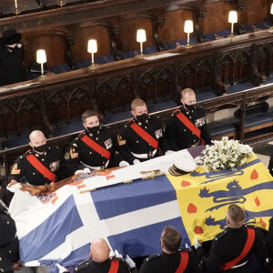 La reine Elizabeth II d'Angleterre - Funérailles du prince Philip, duc d'Edimbourg à la chapelle Saint-Georges du château de Windsor, Royaume Uni, le 17 avril 2021. 