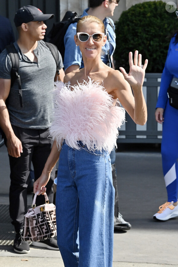 Céline Dion à la sortie de l'hôtel Crillon à Paris. Le 28 juin 2019 