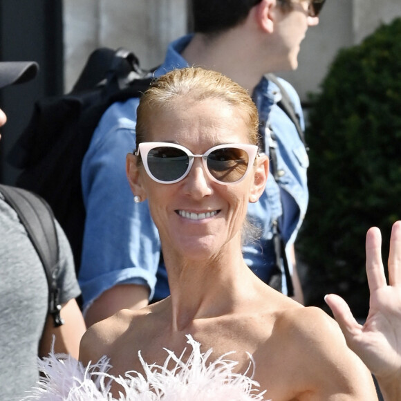 Céline Dion à la sortie de l'hôtel Crillon à Paris. Le 28 juin 2019 