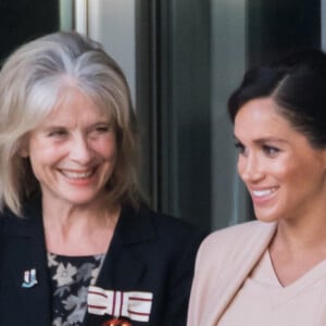 Meghan Markle, duchesse de Sussex (enceinte de son fils Archie), visite le National Theatre, dont elle est la nouvelle marraine. Londres, le 30 janvier 2019.