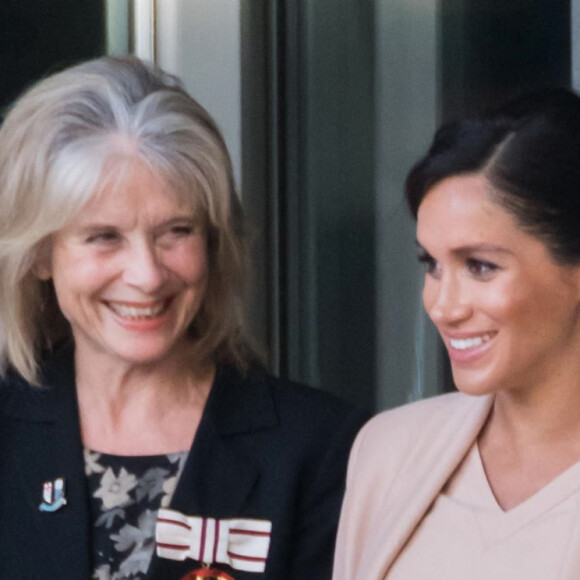 Meghan Markle, duchesse de Sussex (enceinte de son fils Archie), visite le National Theatre, dont elle est la nouvelle marraine. Londres, le 30 janvier 2019.