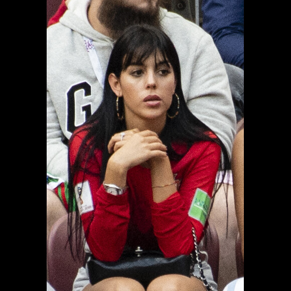 Georgina Rodriguez, la compagne de Cristiano Ronaldo, dans les tribunes du match Portugal / Maroc lors de la Coupe du Monde de Football à Moscou. Le 20 juin 2018. © Pierre Perusseau / Bestimage