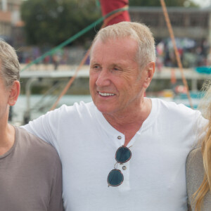 Philippe Torreton, Yves Renier, Samantha Renier - Photocall de "Flic tout simplement" dans le cadre du 17e festival de fiction TV de La Rochelle sur le Vieux Port à La Rochelle le 12 septembre 2015