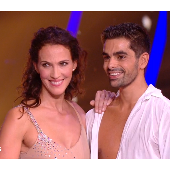 Linda Hardy et Christophe Licata sur une rumba lors du troisième prime de "Danse avec les stars 2019, le 5 octobre, sur TF1