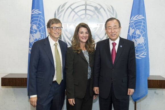 Bill Gates et Melinda Gates, Ban Ki-moon - Assemblee generale de l'ONU a New York le 25 septembre 2013. 