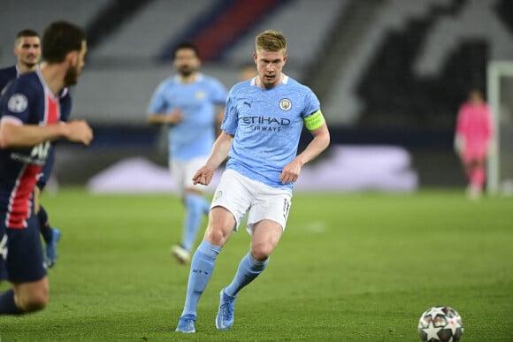 Kevin De Bruyne lors du match Paris Saint-Germain - Manchester City, en demi-finale aller de la Ligue des Champions, au Parc des Princes. Paris, le 28 avril 2021. © Anthony Bibard / Panoramic / Bestimage