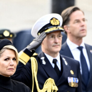 La reine Maxima des Pays-Bas lors de la cérémonie de commémoration pour les victimes de la Seconde Guerre Mondiale sur la place du Dam à Amsterdam, le 4 mai 2021.