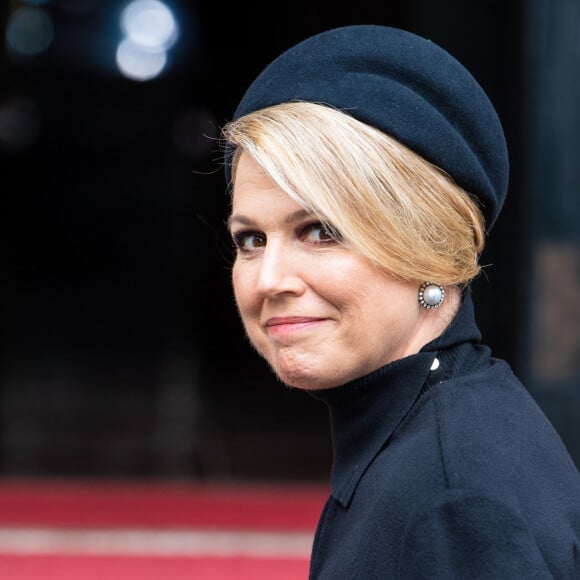 La reine Maxima des Pays-Bas lors de la cérémonie de commémoration pour les victimes de la Seconde Guerre Mondiale sur la place du Dam à Amsterdam, le 4 mai 2021.