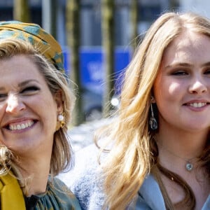 La reine Maxima des Pays-Bas et sa fille la princesse Catharina-Amalia des Pays-Bas - La famille royale des Pays-bas réunie à Eindhoven à l'occasion de la fête du Roi (Koningsdag), anniversaire du roi (54 ans), le 27 avril 2021.