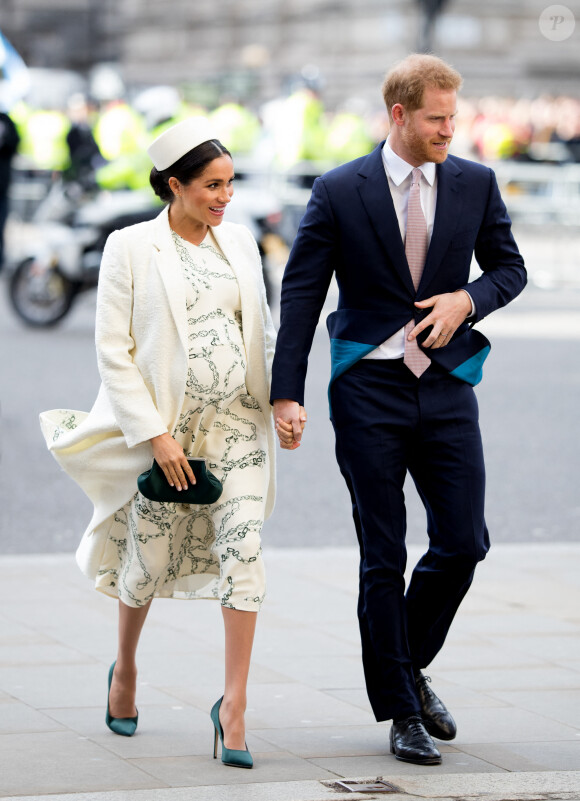 Meghan Markle, duchesse de Sussex (enceinte) et le prince Harry, duc de Sussex - Arrivée de la famille royale britannique à la messe en l'honneur de la journée du Commonwealth à l'abbaye de Westminster à Londres, le 11 mars 2019.