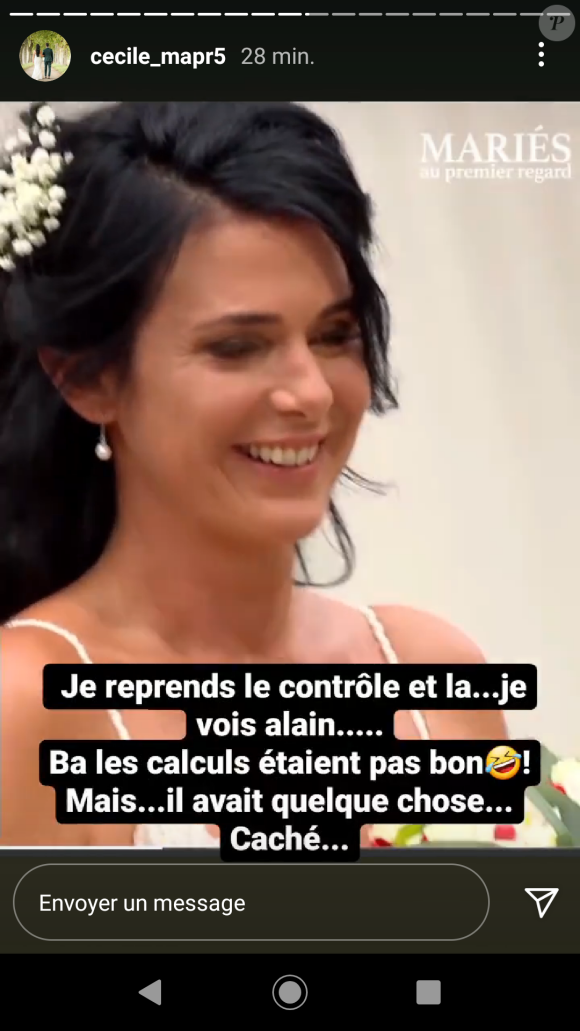Cécile de "Mariés au premier regard 2021" fait des révélations sur son mariage, en story Instagram, le 12 mai