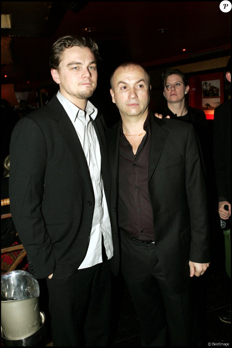 Leonardo DiCaprio et Thierry Klemeniuk à Paris pour la première du film "Aviator" en 2005.