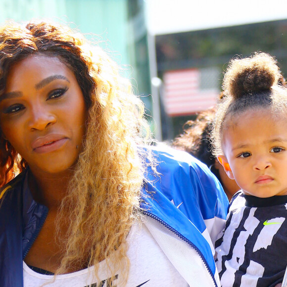 Serena Williams et sa fille Alexis Olympia Ohanian Jr. arrivent à l'évènement Nike "Queens of Tennis" experience au parc William F. Passannante Ballfield à New York City, New York, Etats-Unis, le 20 août 2019. © Charles Guerin/Bestimage