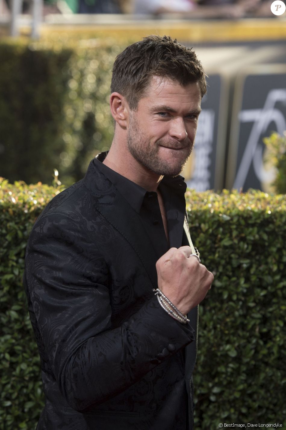 Chris Hemsworth sur le tapis rouge de la 75ème cérémonie des Golden Globe Awards au Beverly Hilton à Los Angeles, le 7 janvier 2018. © © Dave Longendyke/Globe Photos via Zuma/Bestimage