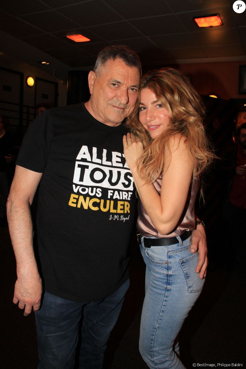 Exclusif - Jean-Marie Bigard et sa femme Lola Marois-Bigard après le spectacle "Il Etait Une Fois Jean-Marie Bigard" à L'Olympia de Paris, France, le 27 février 2020. © Philippe Baldini/Bestimage