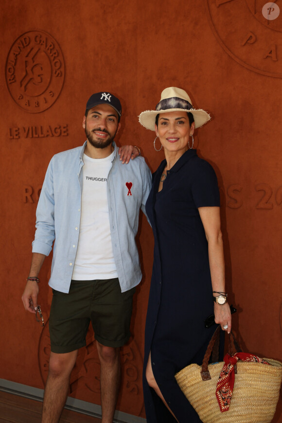 Cristina Cordula son fils Enzo au village lors des internationaux de tennis de Roland Garros à Paris, France, le 2 juin 2019. © Jacovides-Moreau/Bestimage