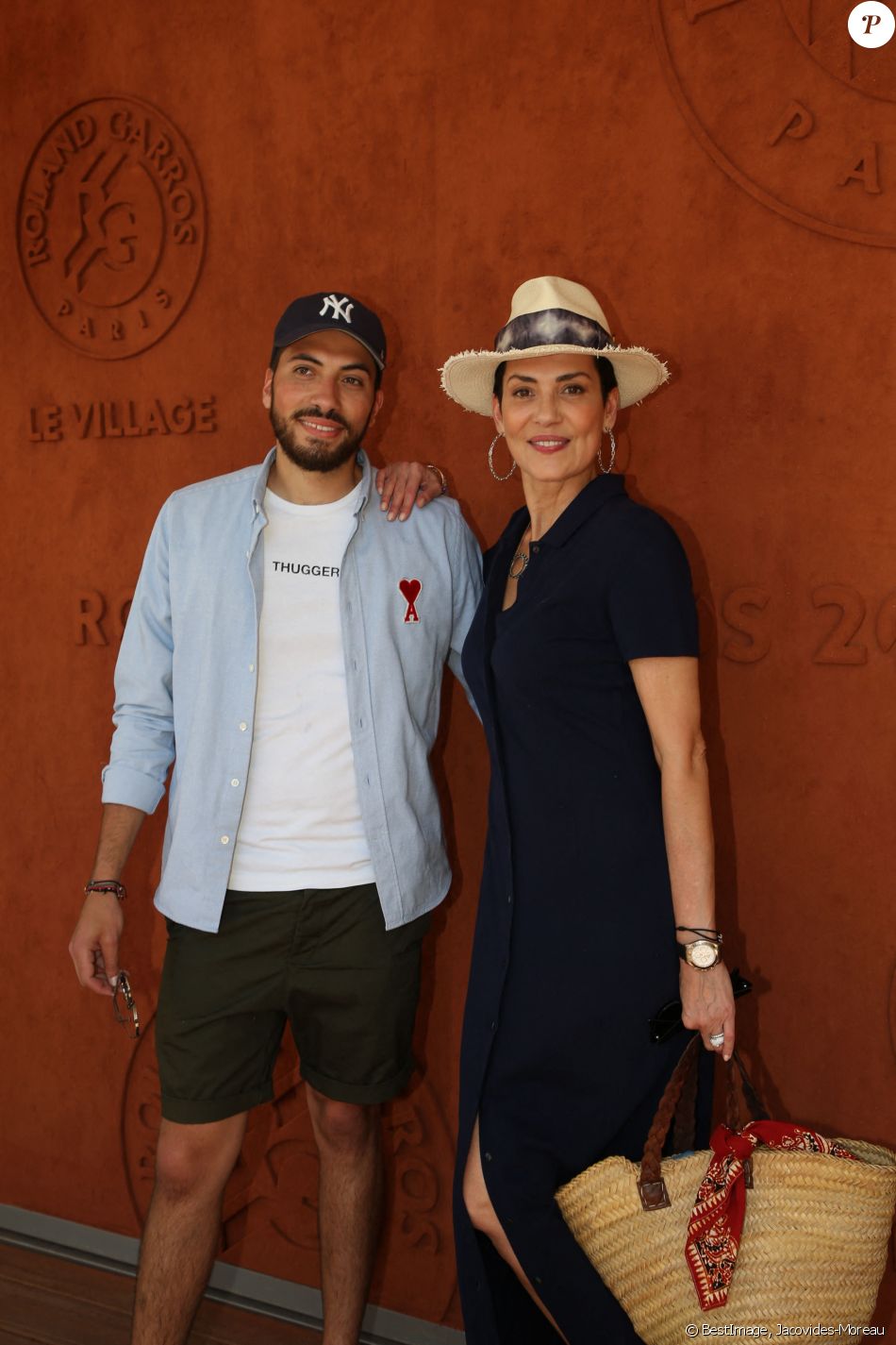 Cristina Cordula son fils Enzo au village lors des internationaux de tennis de Roland Garros à Paris, France, le 2 juin 2019. © Jacovides-Moreau/Bestimage