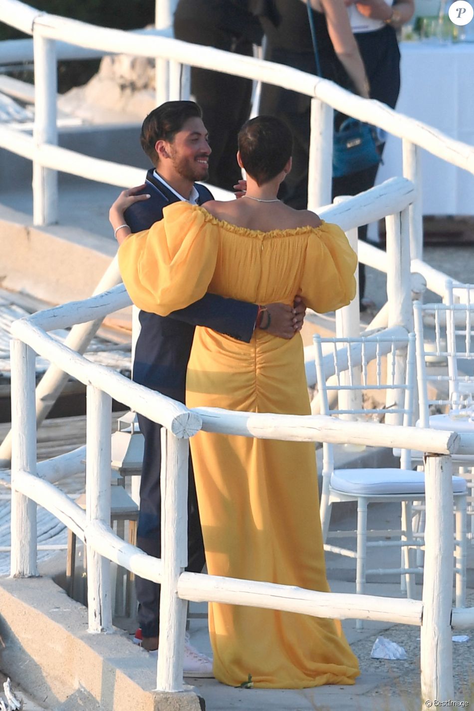Exclusif - Cristina Cordula et son fils Enzo - Mariage de Cristina Cordula et Frédéric Cassin au site historique du phare de Punta Carena à Capri, Italie, le 8 juin 2017.