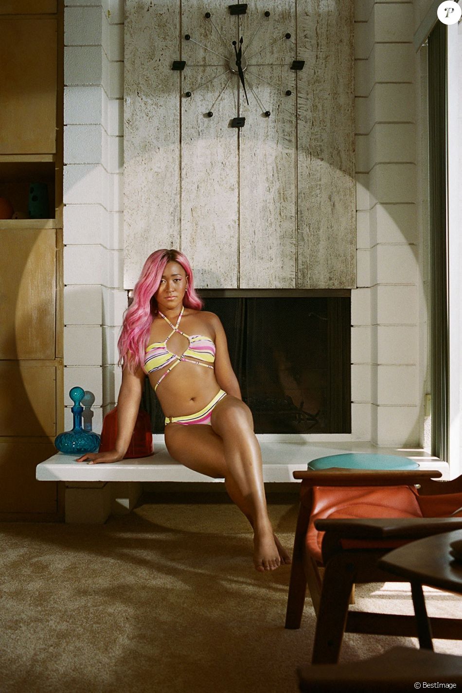 La joueuse de tennis japonaise Naomi Osaka pose pour la campagne de la marque Frankies Bikinis. Le 28 avril 2021.