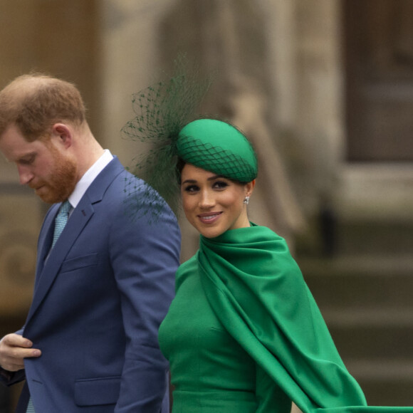 Le prince Harry, duc de Sussex, et Meghan Markle, duchesse de Sussex lors de la cérémonie du Commonwealth en l'abbaye de Westminster à Londres, le 9 mars 2020.