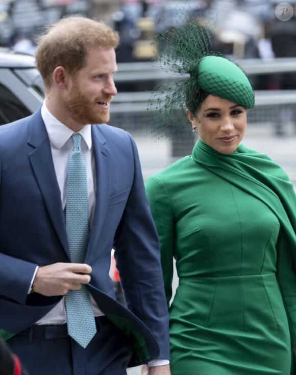 Le prince Harry, duc de Sussex, et Meghan Markle, duchesse de Sussex lors de la cérémonie du Commonwealth en l'abbaye de Westminster à Londres, le 9 mars 2020.