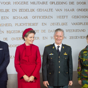 La princesse Eléonore, le prince Gabriel, la reine Mathilde, le roi Philippe, la princesse Elisabeth et le prince Emmanuel de Belgique - La famille royale de Belgique assiste à la cérémonie d'ouverture de l'année académique 2020-2021 de l'Ecole royale Militaire (ERM) sur l'Esplanade du Cinquantenaire à Bruxelles, le 8 octobre 2020.