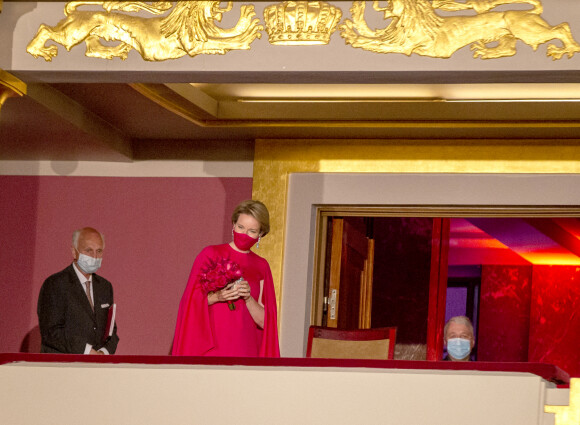 La reine Mathilde de Belgique lors du concours de piano Reine Elisabeth 2021 au Henry Le Boeuf Hall, au palais des Beaux Arts de Bruxelles, le 29 mai 2021.