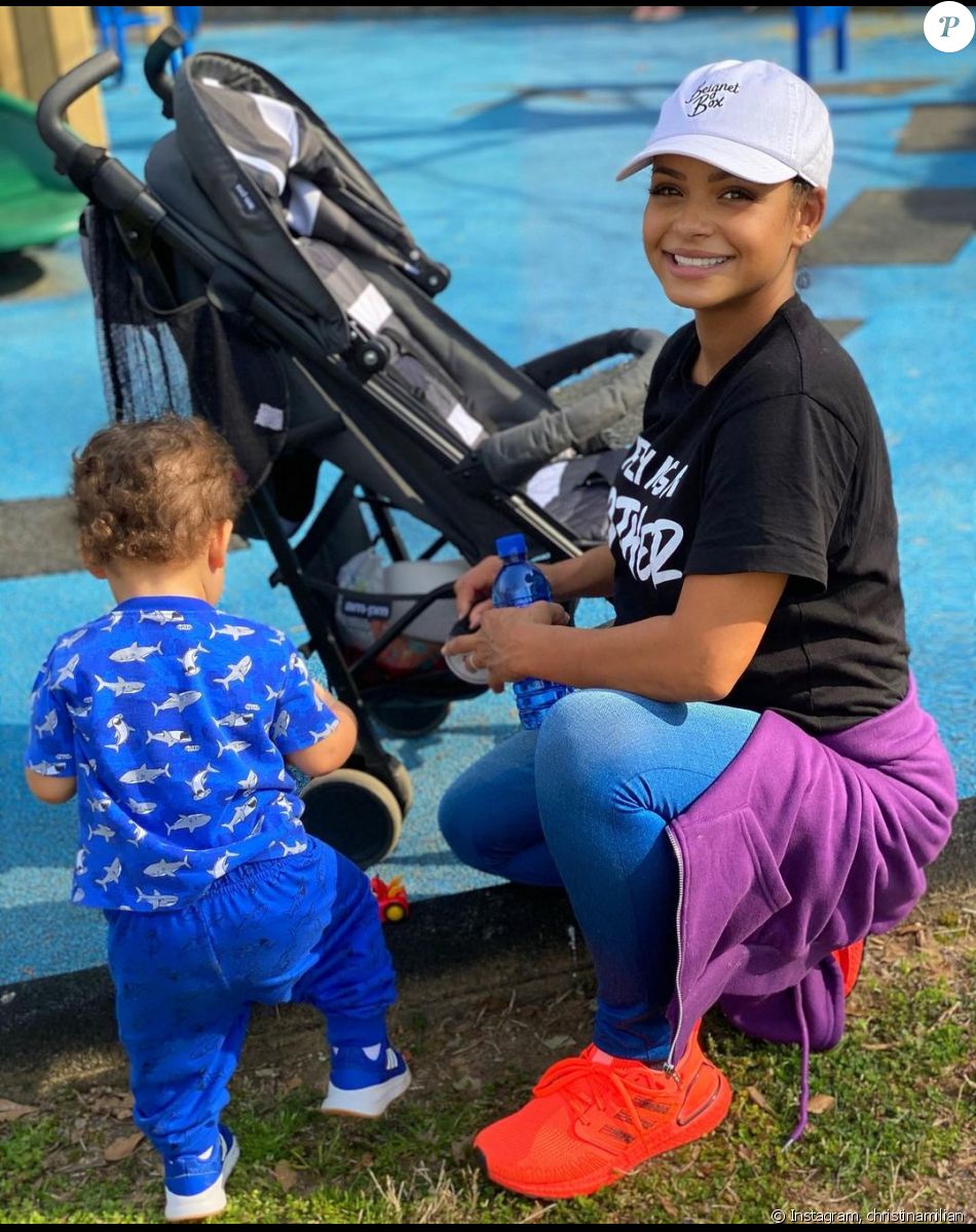 Christina Milian avec son fils Isaiah, en mars 2021.
