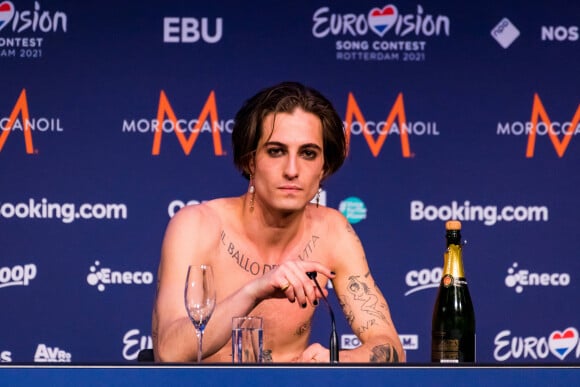 Damiano David - L'Italie a remporté le concours musical Eurovision 2021, devant la France et la Suisse, grâce à la performance puissante de Måneskin. Rotterdam, le 22 mai 2021.
