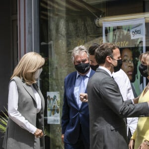 Le président de la République Emmanuel Macron et sa femme Brigitte ont rencontré les acteurs de la gastronomie locale et nationale à Valence, à l'occasion du déplacement dans la Drôme. Le 8 juin 2021 © Romain Gaillard / pool / Bestimage 