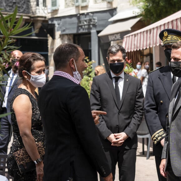 Le président de la République Emmanuel Macron a rencontré les acteurs de la gastronomie locale et nationale à Valence, à l'occasion du déplacement dans la Drôme. Le 8 juin 2021 © Romain Gaillard / pool / Bestimage 