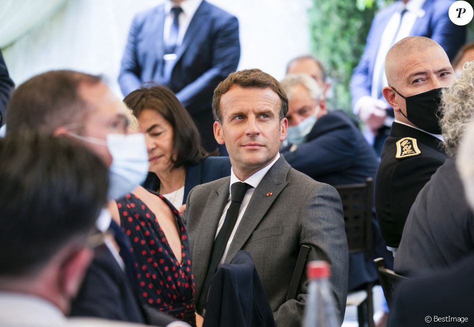 Le président de la République Emmanuel Macron a rencontré les acteurs de la gastronomie locale et nationale à Valence, à l'occasion du déplacement dans la Drôme. Le 8 juin 2021 © Romain Gaillard / pool / Bestimage