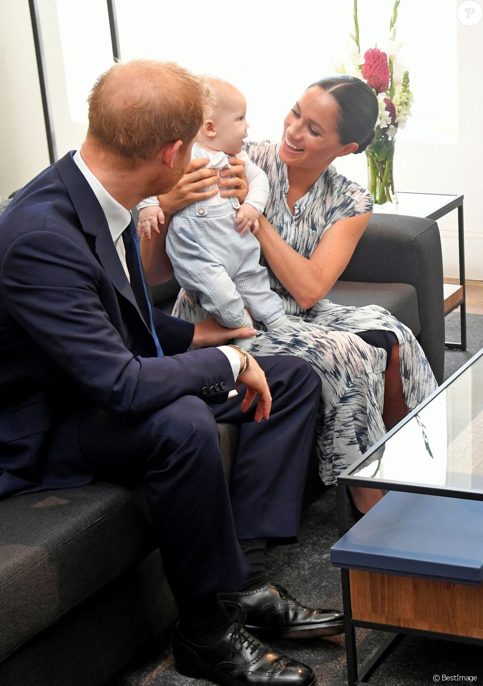 Le prince Harry, duc de Sussex, et Meghan Markle, duchesse de Sussex, avec leur fils Archie ont rencontré l'archevêque Desmond Tutu et sa femme à Cape Town, Afrique du Sud. Le 25 septembre 2019