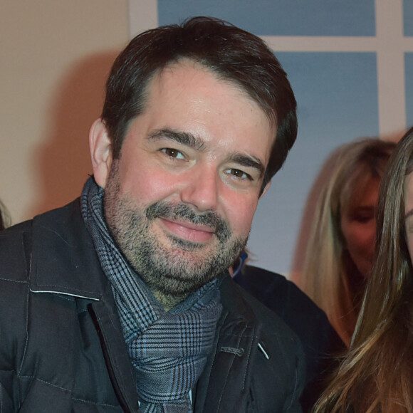 Jean-François Piége avec sa femme Elodie Tavares-Piège et leur fils Antoine au défilé de mode de la collection hiver 2018 "Bonpoint" à Paris le 24 janvier 2018. © Giancarlo Gorassini/Bestimage