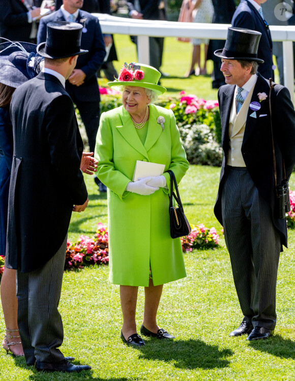 David Armstrong-Jones et John Warren - La reine Elisabeth II d'Angleterre lors du Royal Ascot a Ascot le 22 juin 2018.