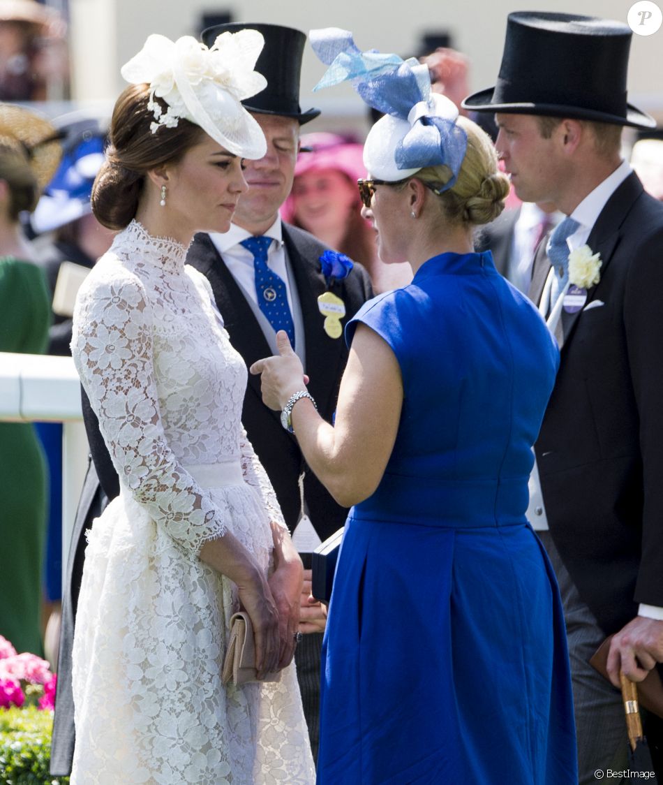 Catherine (Kate) Middleton, duchesse de Cambridge, Zara Phillips (Zara Tindall), le prince William, duc de Cambridge - La famille royale d'Angleterre lors de la première journée des courses hippiques "Royal Ascot" le 20 juin 2017.