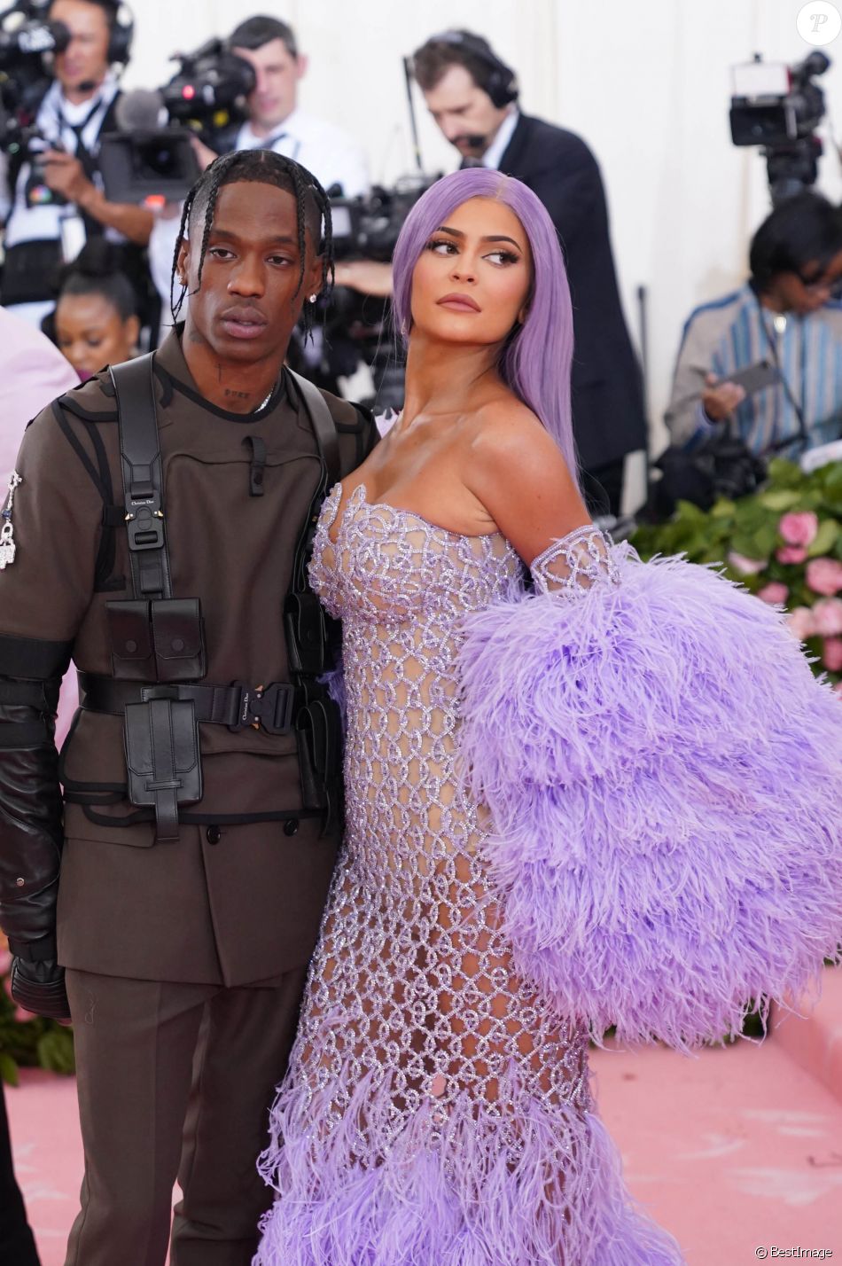 Travis Scott et sa compagne Kylie Jenner Arrivées des people à la 71ème édition du MET Gala