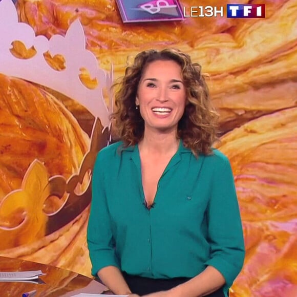 Illustration du 1er journal de 13h présenté par Marie-Sophie Lacarrau et diffusé sur TF1 en direct, Paris.